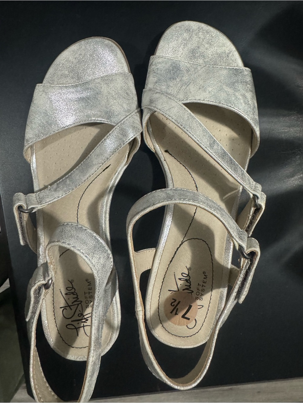 Life Stride Silver Metallic Strappy Sandals